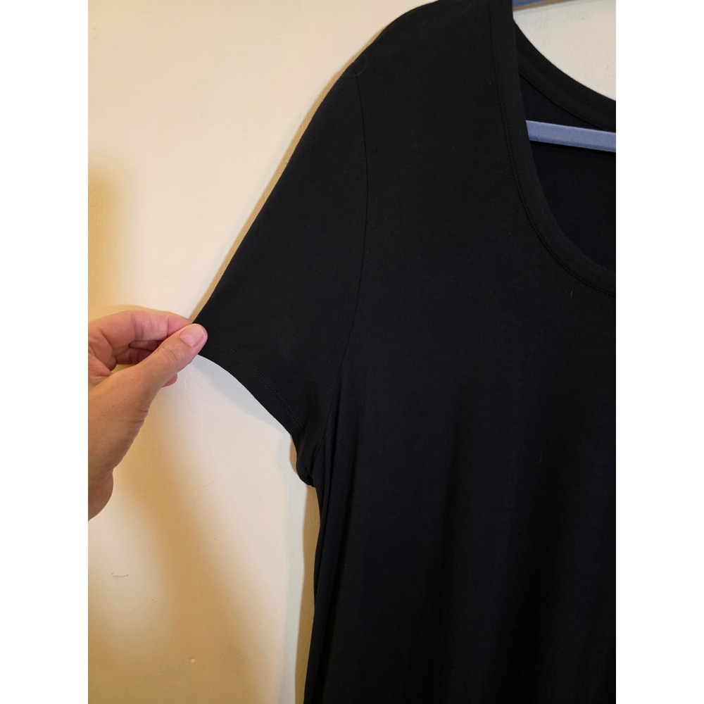 Soma Black Maxi Dress Short Sleeve Pocket Rayon Stretch XL Lounge Gown - Picture 6 of 11